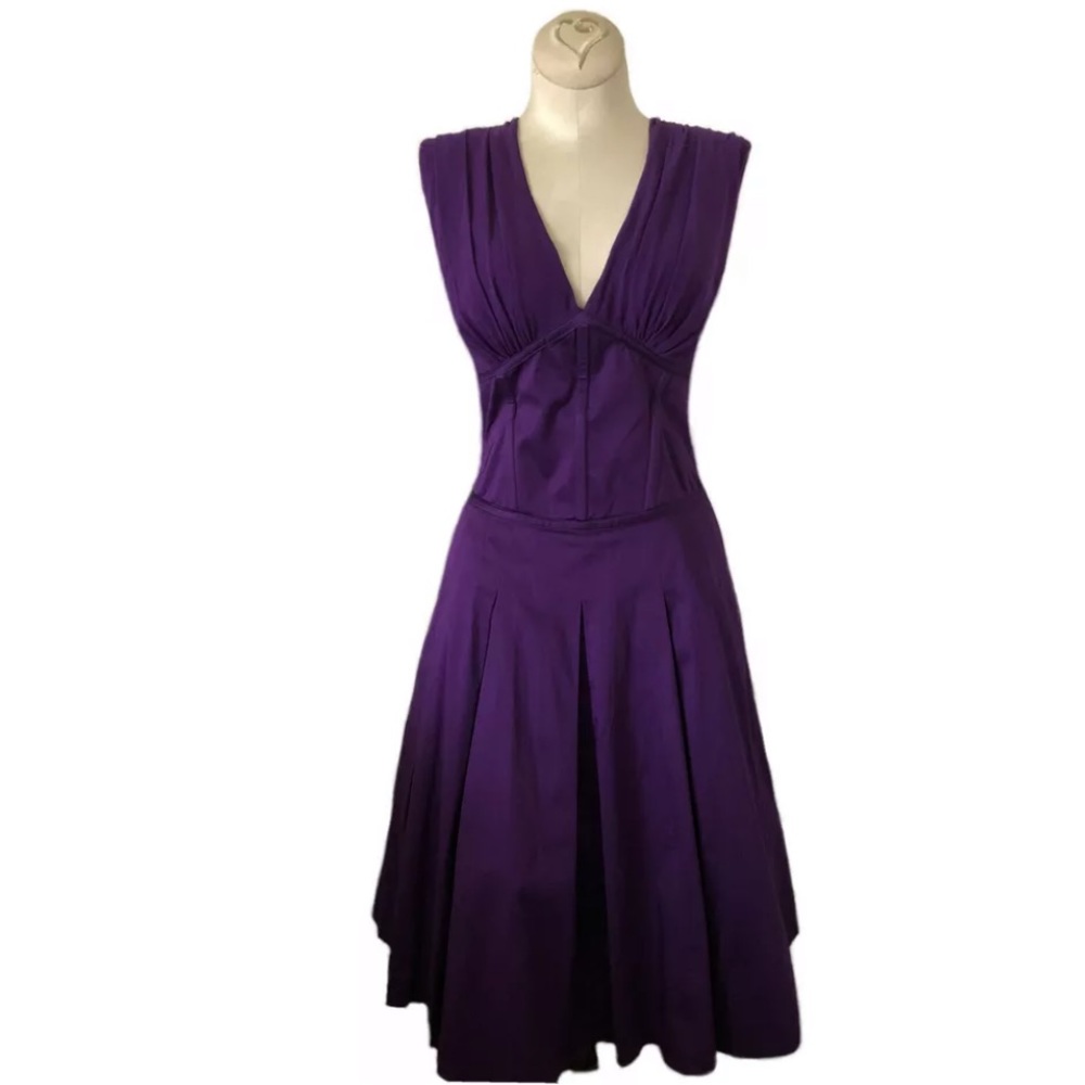 Ted Baker Purple Pleated Corset Dress